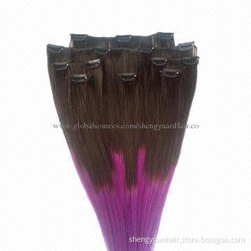 Ombre Clip-in Human Hair Extension, Remy Human Hair, Various Lengths/Colors, Factory Wholesale Price